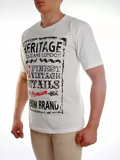 Качественная белая мужская футболка из хлопкового материала с оригинальным принтом Альфа 1799 белый распродажа